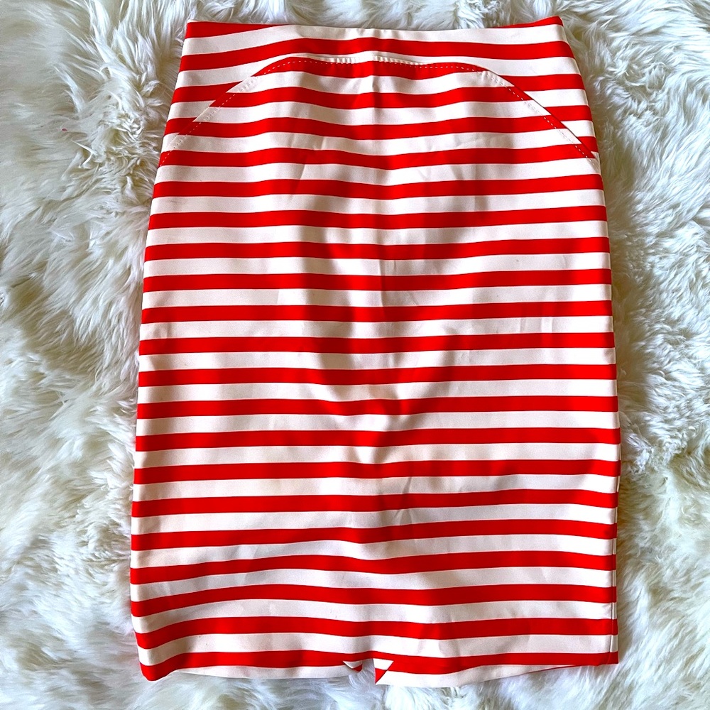 ZARA orange and white stripe skirt